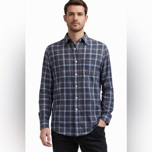 Converse One Star Blue Plaid Button Down Shirt Grunge Streetwear Flannel Medium